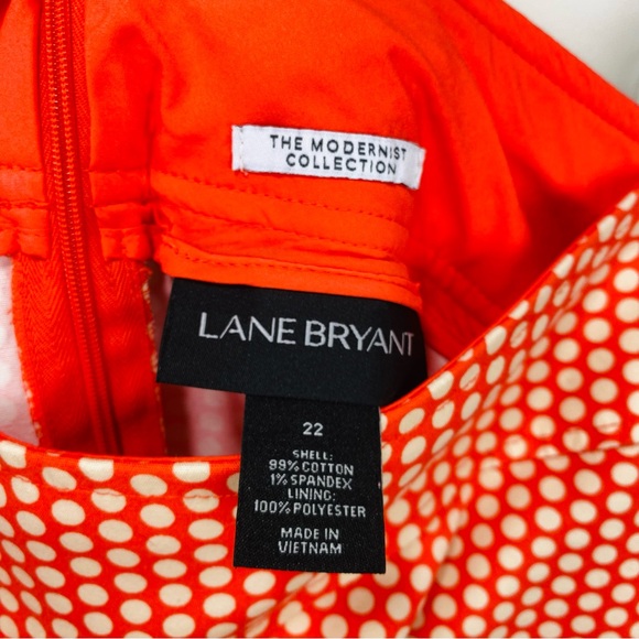 Lane Bryant ALine Skirt Womens 22 Orange Pockets Boho Zip Polka Dots Modernist - Picture 5 of 10